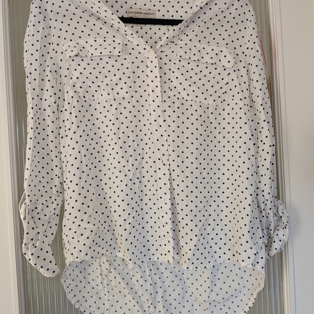 White Polka Dot Women's Top